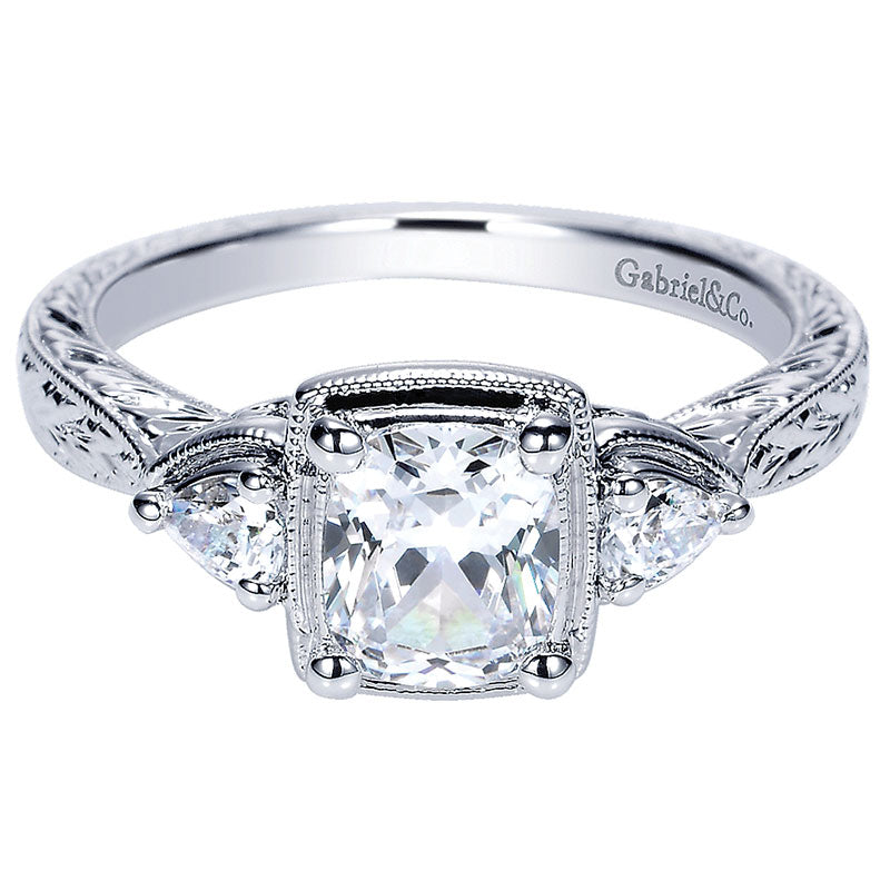 14K White Gold Diamond 3 Stones 14K White Gold Engagement Ring ER8865W44Jj