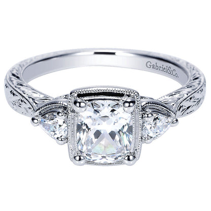 14K White Gold Diamond 3 Stones 14K White Gold Engagement Ring ER8865W44Jj
