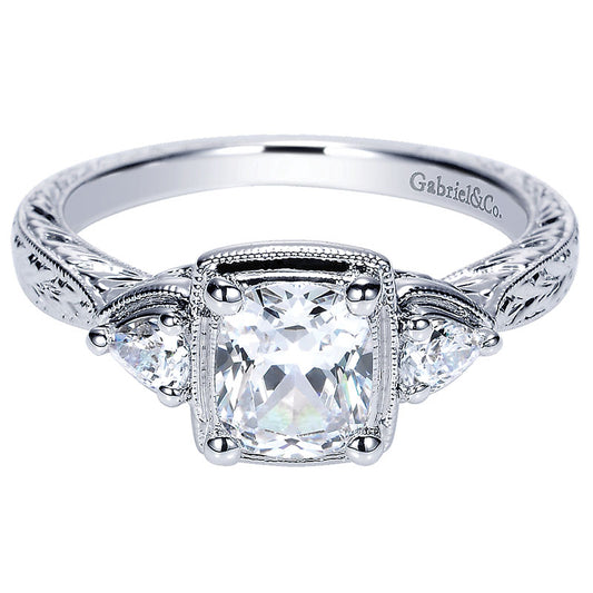 14K White Gold Diamond 3 Stones 14K White Gold Engagement Ring ER8865W44Jj