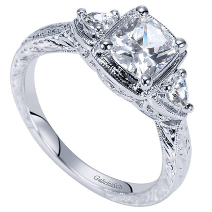14K White Gold Diamond 3 Stones 14K White Gold Engagement Ring ER8865W44Jj