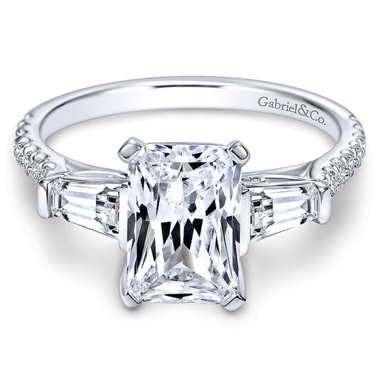 Engagement Ring 14k White Gold Diamond 3 Stones