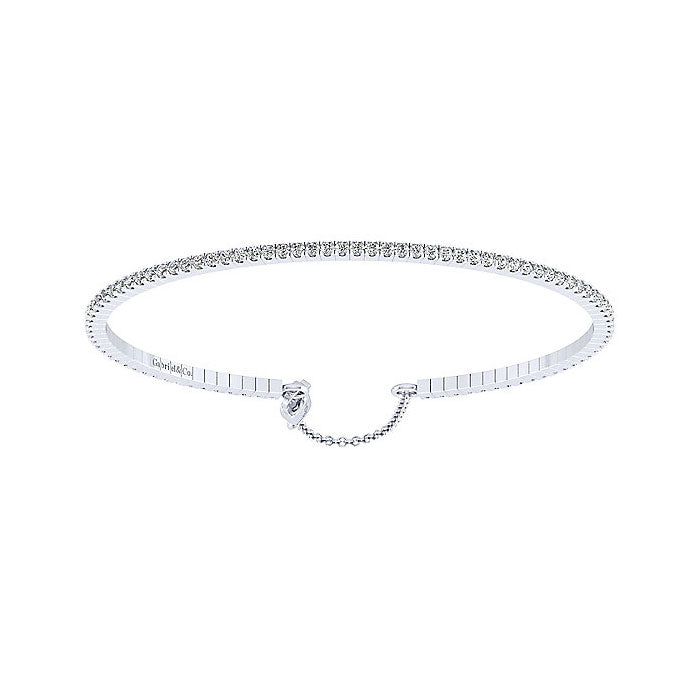 14k White Gold Diamond Bangle