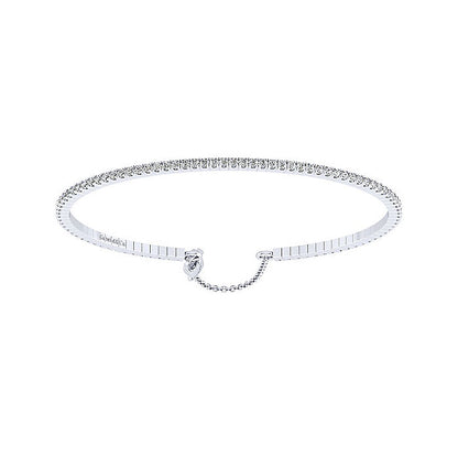14k White Gold Diamond Bangle