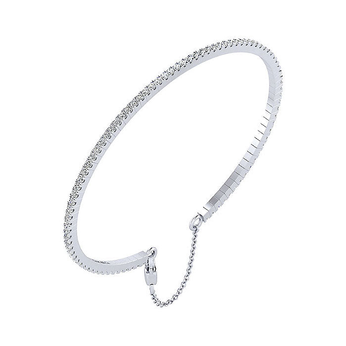 14k White Gold Diamond Bangle