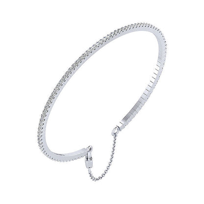 14k White Gold Diamond Bangle