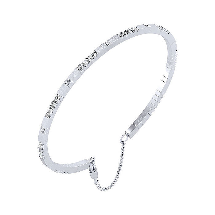 14k White Gold Diamond Bangle