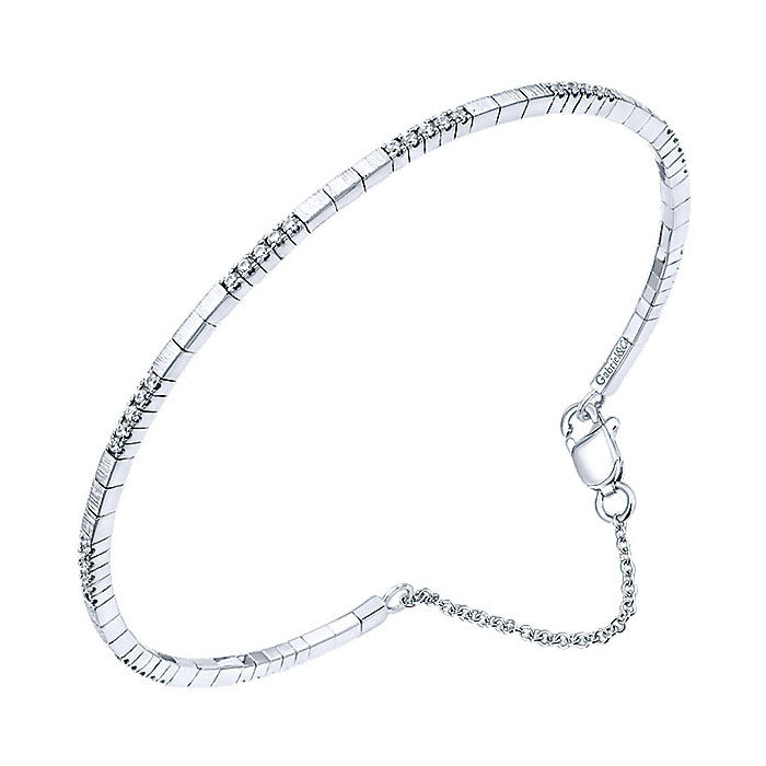 14k White Gold Diamond Bangle