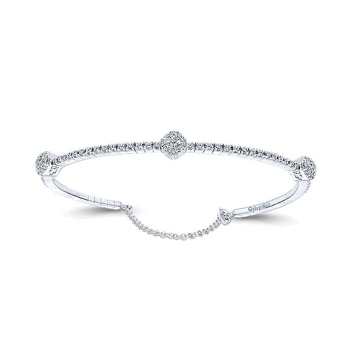 14k White Gold Diamond Bangle
