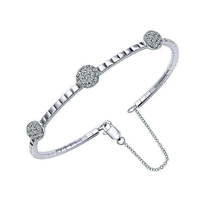 14k White Gold Diamond Bangle