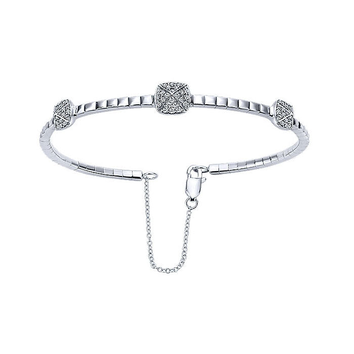 14k White Gold Diamond Bangle