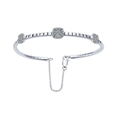 14k White Gold Diamond Bangle