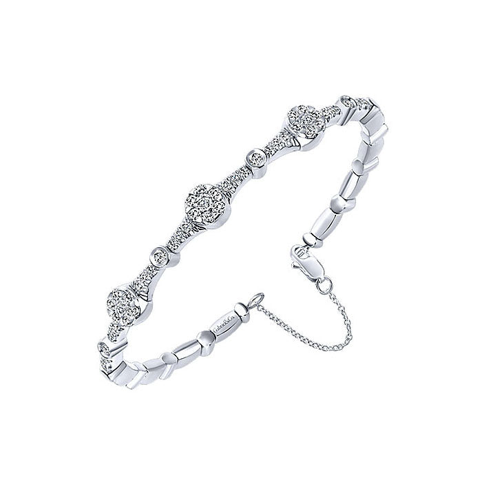 14k White Gold Diamond Bangle