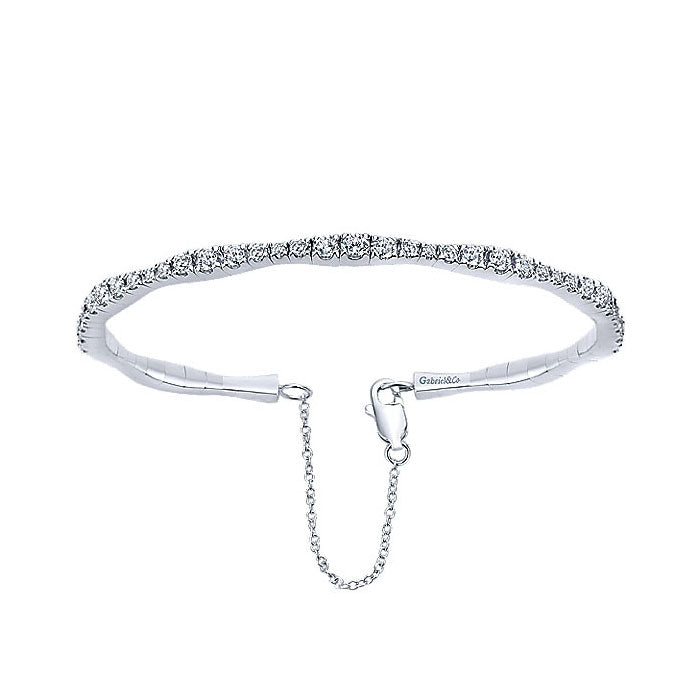 14k White Gold Diamond Bangle