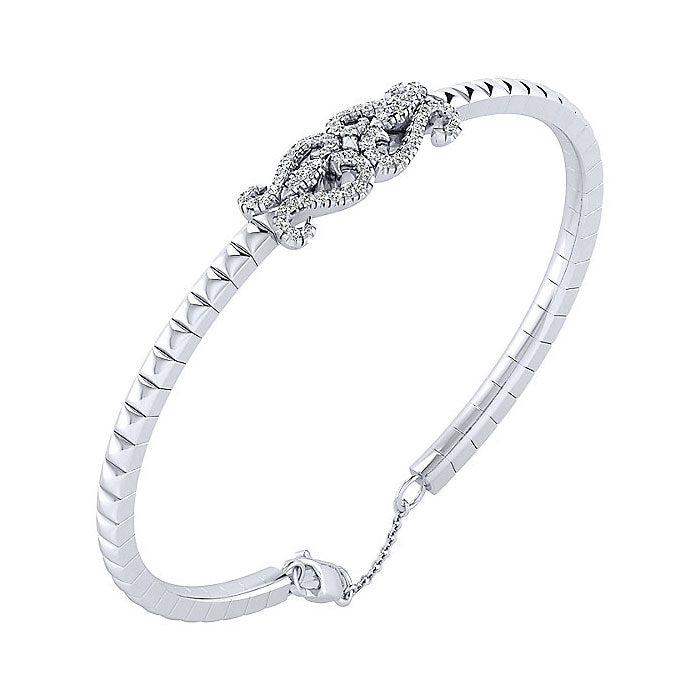 14k White Gold Diamond Bangle
