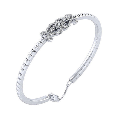 14k White Gold Diamond Bangle