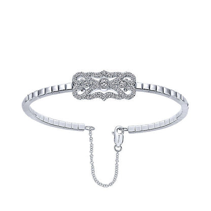 14k White Gold Diamond Bangle