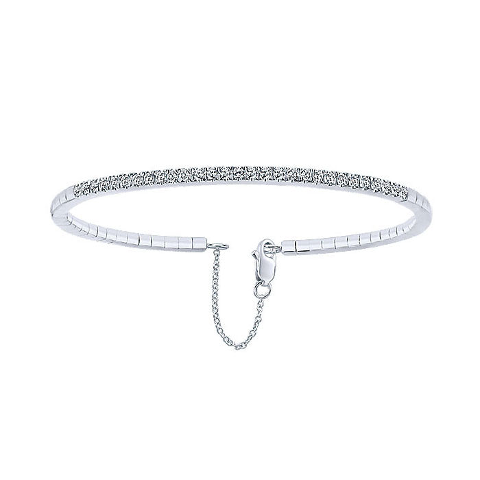 14k White Gold Diamond Bangle