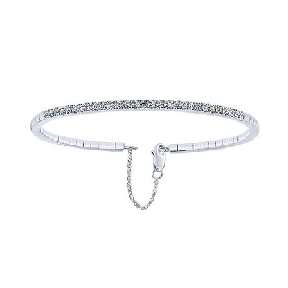 14k White Gold Diamond Bangle