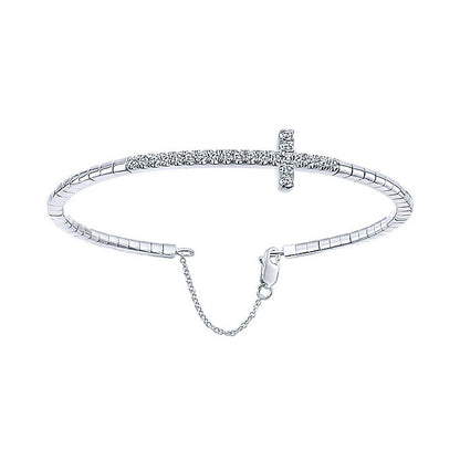 14k White Gold Diamond Bangle