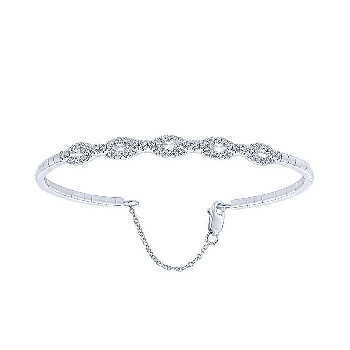 14k White Gold Diamond Bangle