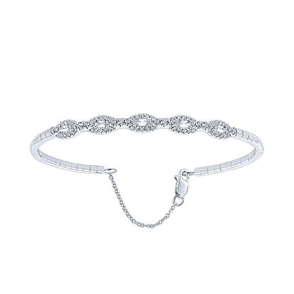 14k White Gold Diamond Bangle