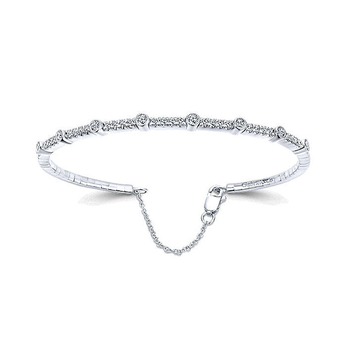 14k White Gold Diamond Bangle