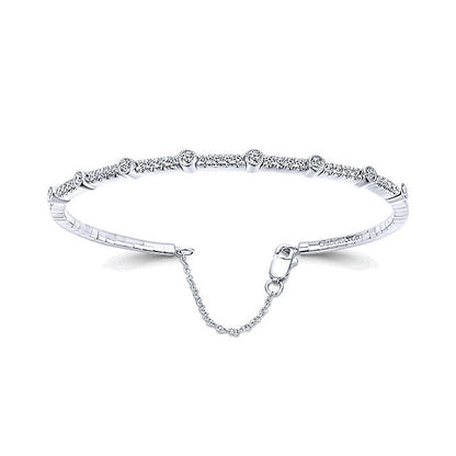 14k White Gold Diamond Bangle