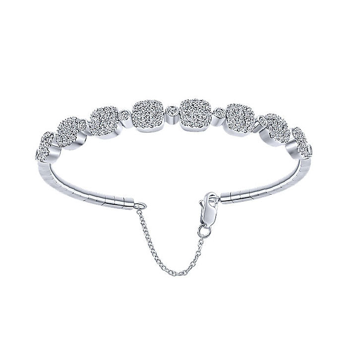 14k White Gold Diamond Bangle