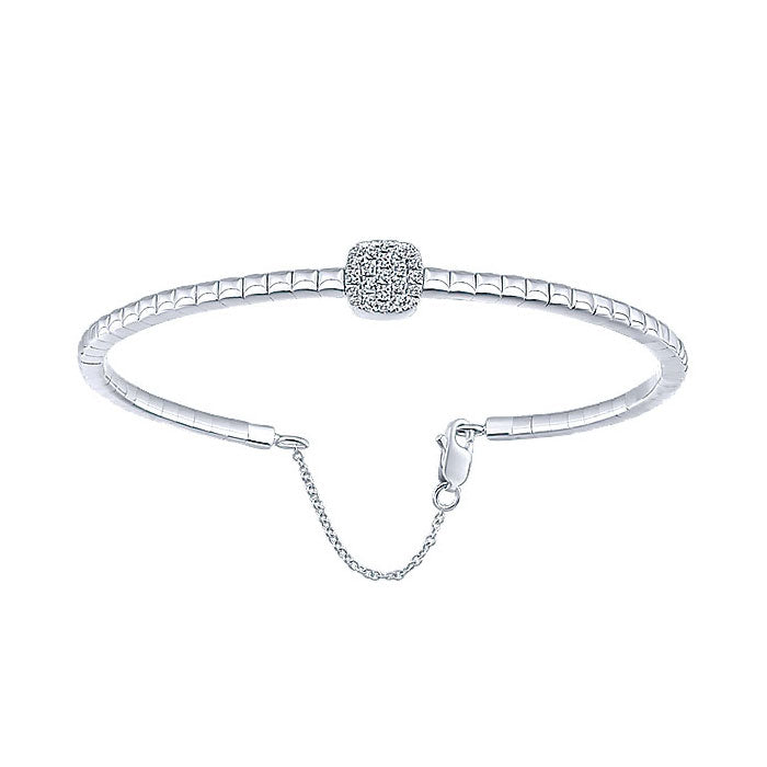 14k White Gold Diamond Bangle