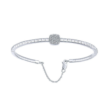 14k White Gold Diamond Bangle