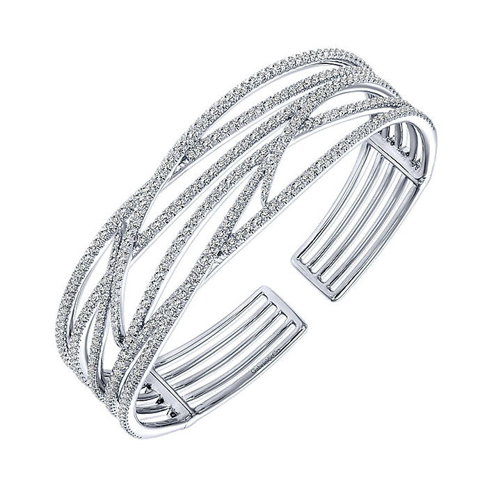 14k White Gold Diamond Bangle