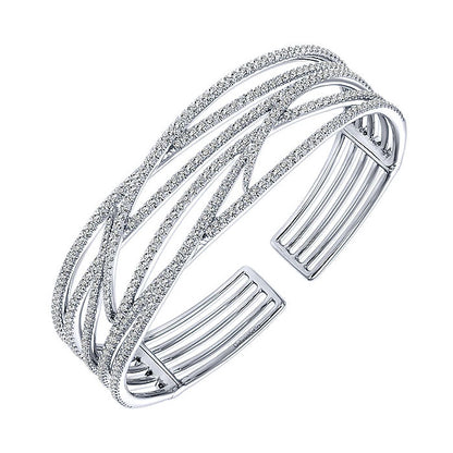 14k White Gold Diamond Bangle