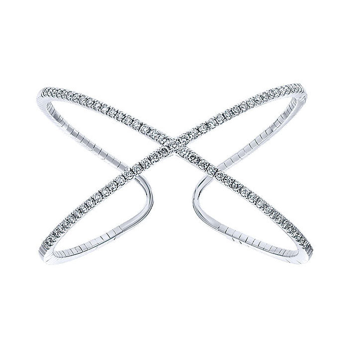 14k White Gold Diamond Bangle