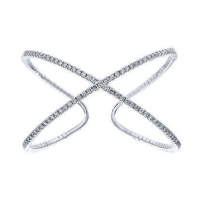 14k White Gold Diamond Bangle