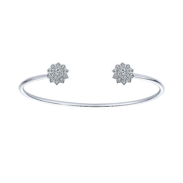 14k White Gold Diamond Bangle