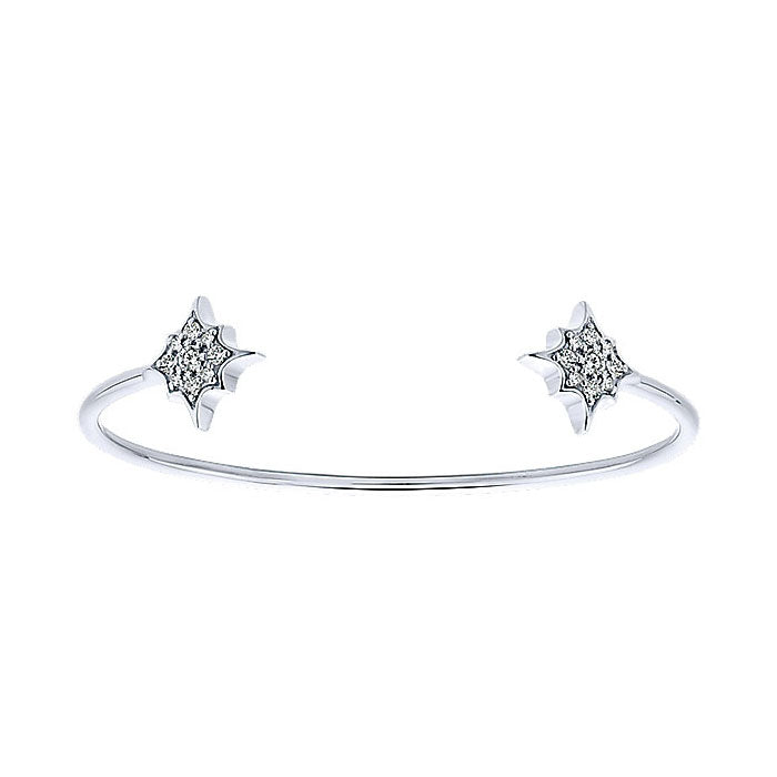 14k White Gold Diamond Bangle