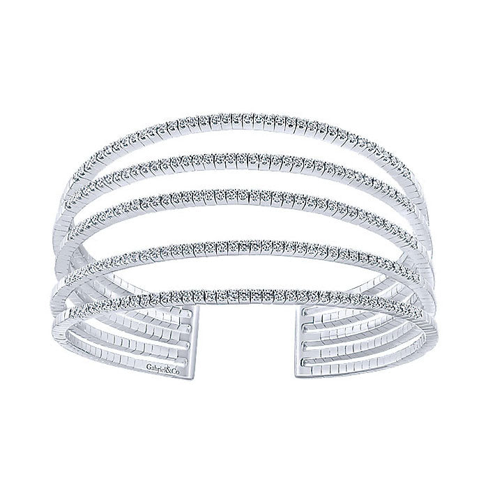 14k White Gold Diamond Bangle
