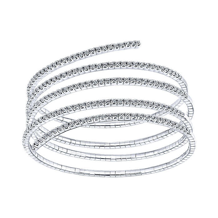 14k White Gold Diamond Bangle