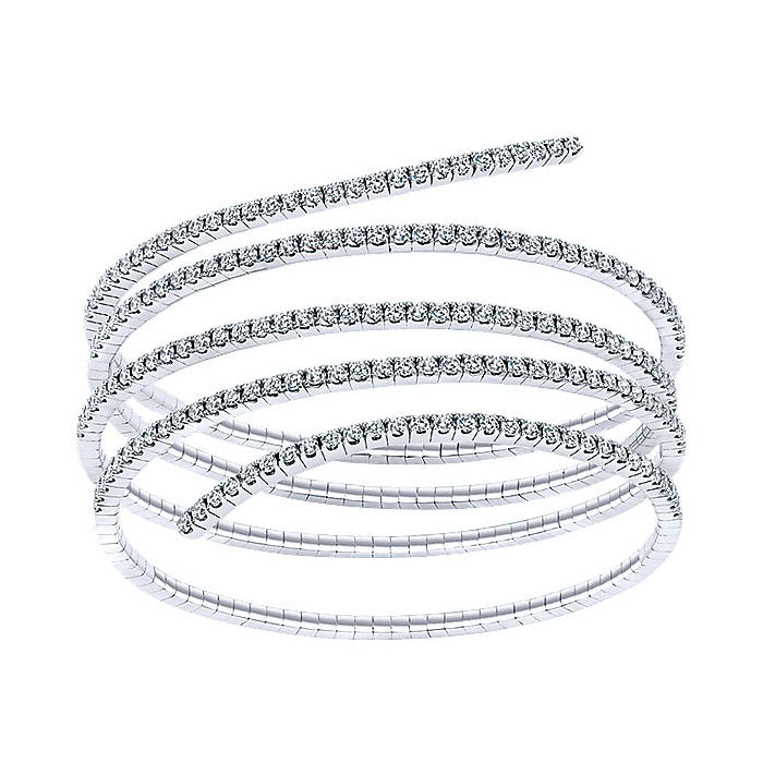 14k White Gold Diamond Bangle