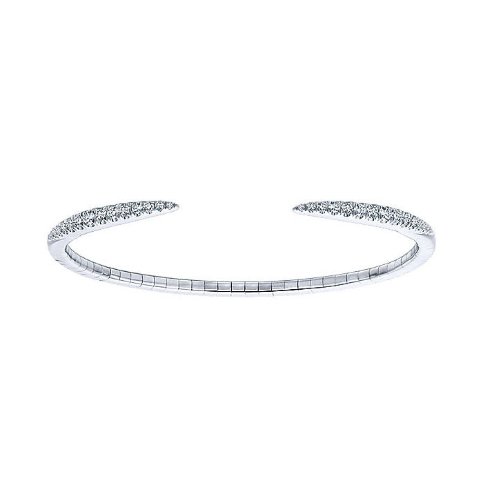 14k White Gold Diamond Bangle