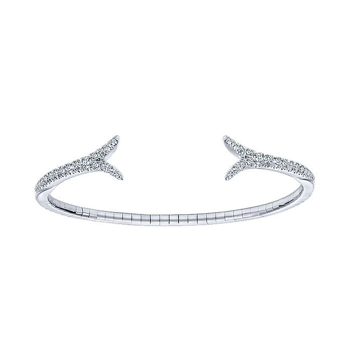 14k White Gold Diamond Bangle