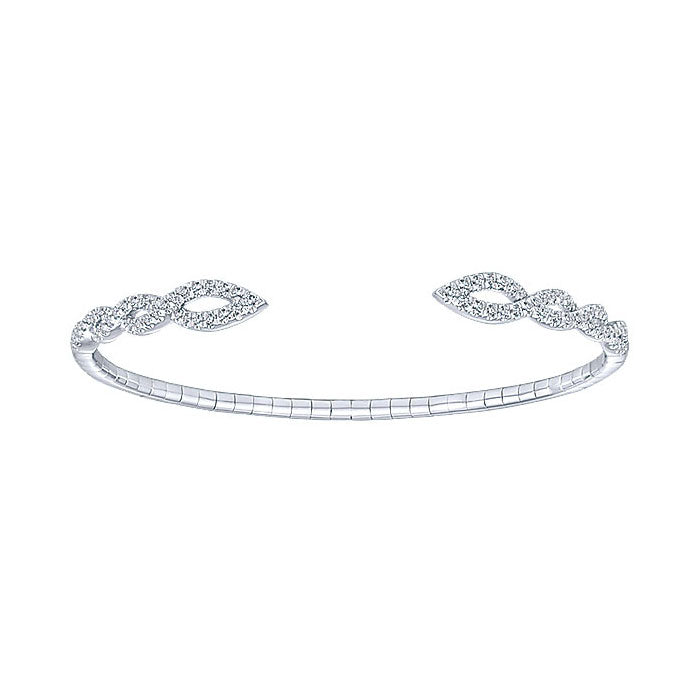 14k White Gold Diamond Bangle