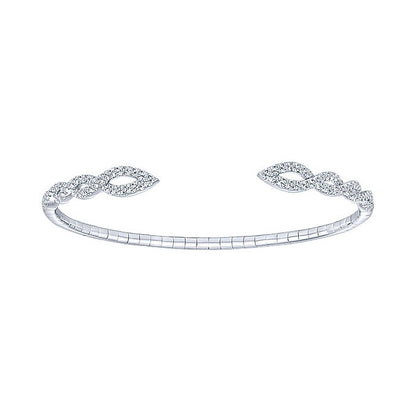 14k White Gold Diamond Bangle