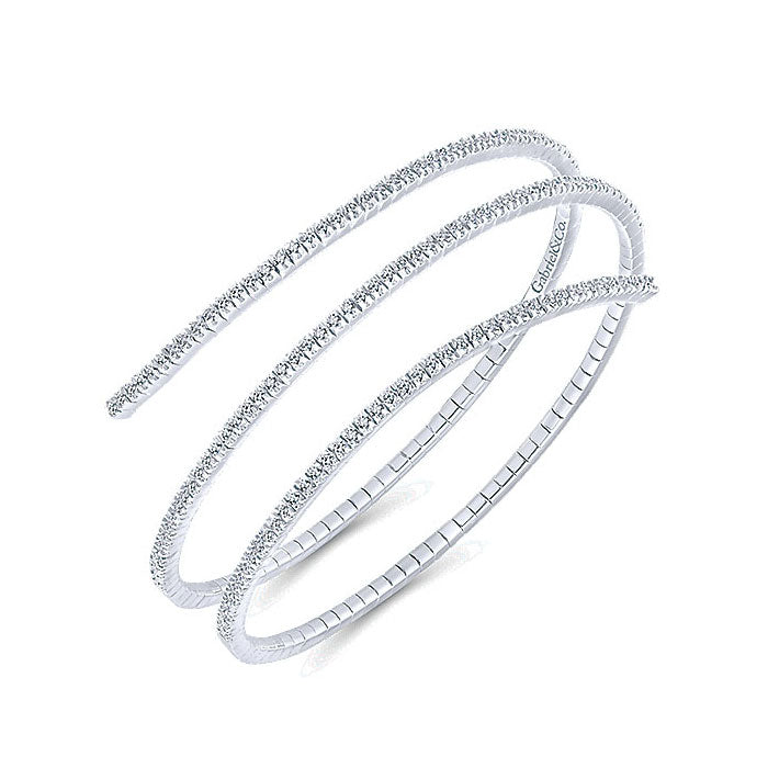14k White Gold Diamond Bangle