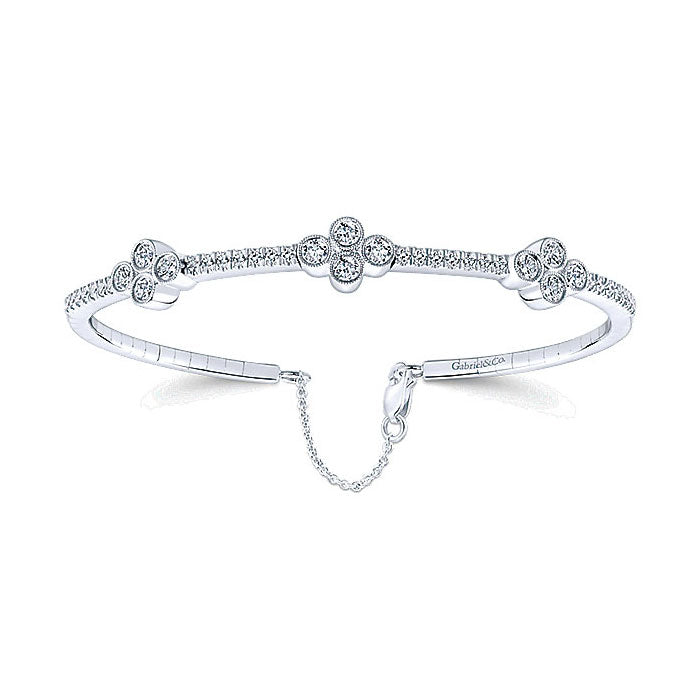 14k White Gold Diamond Bangle