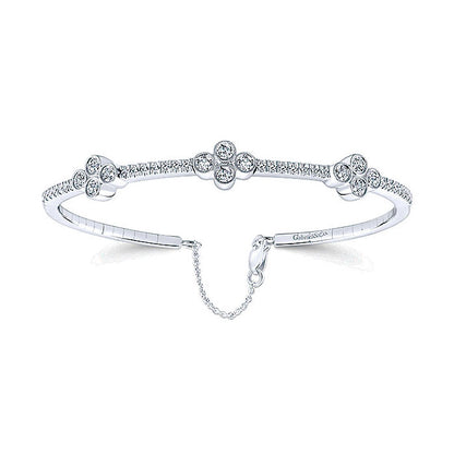 14k White Gold Diamond Bangle
