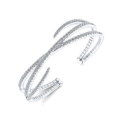 14k White Gold Diamond Bangle