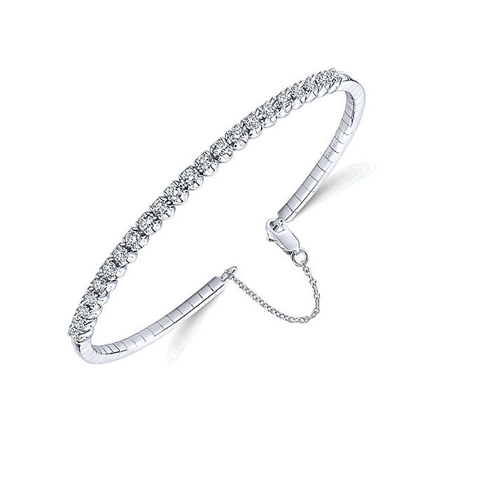 14k White Gold Diamond Bangle