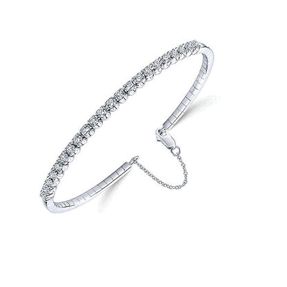 14k White Gold Diamond Bangle
