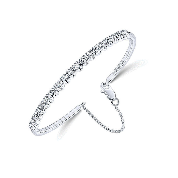 14k White Gold Diamond Bangle